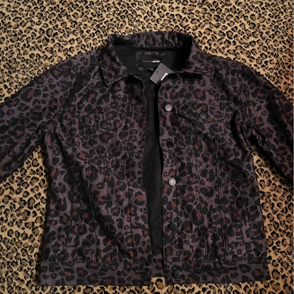 Leopard denim jacket